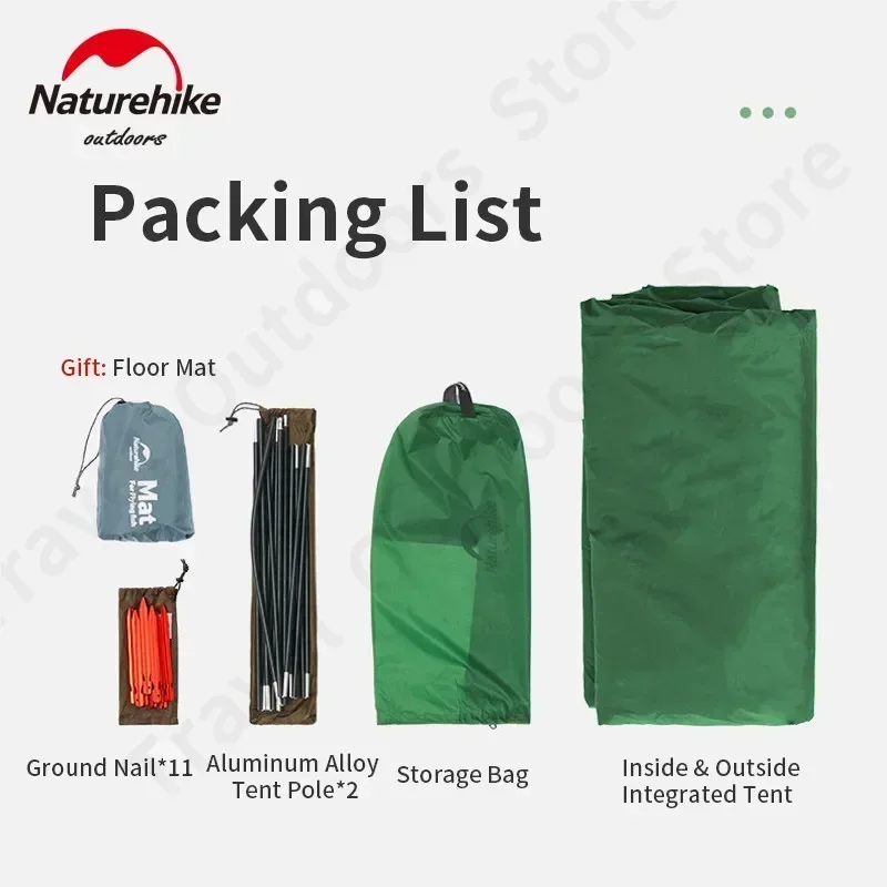 Imagem -04 - Naturehike-ultraleve 20d Nylon Camping Tent Barraca Bushcraft Impermeável para Pessoas Tent Viagem Portátil ao ar Livre Estações