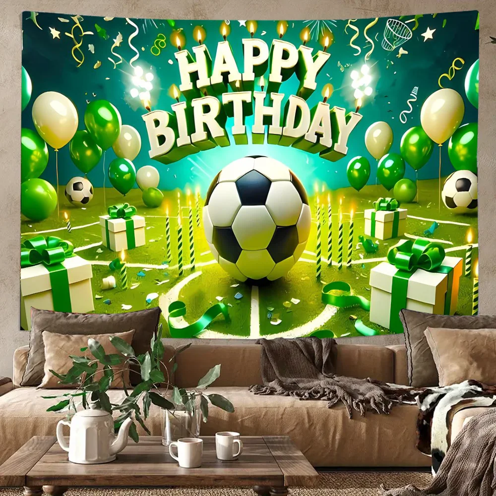 

Birthday Theme Tapestry Wall Hanging Tapestry for Living Room Bedroom Dorm Party Decor Washable Stitched Edge Tapestries