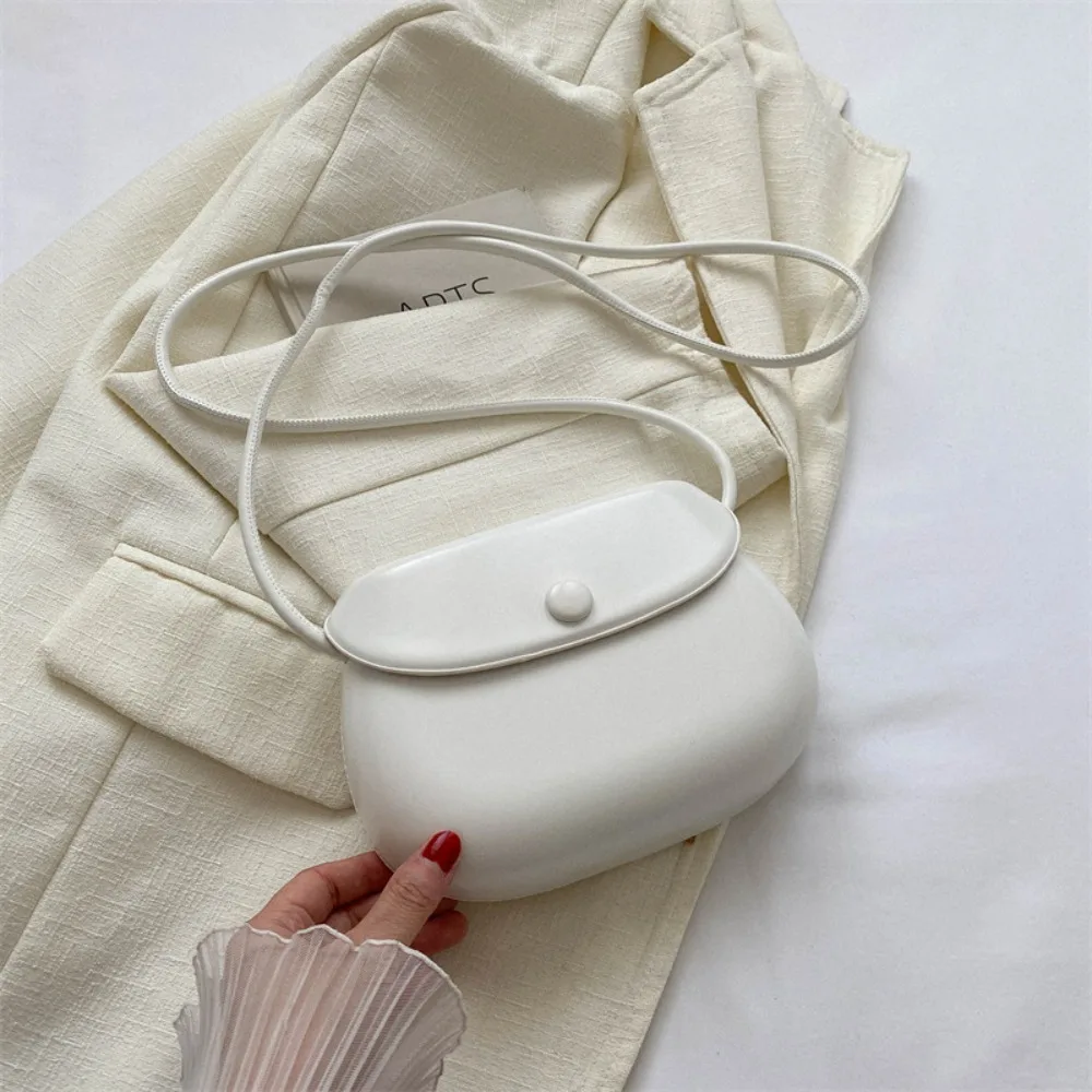 PU Leather Candy Color Shell Bag Korean Style Fashion Design Flap Crossbody Bags Shoulder Bag Solid Color Versatile Saddle Bag