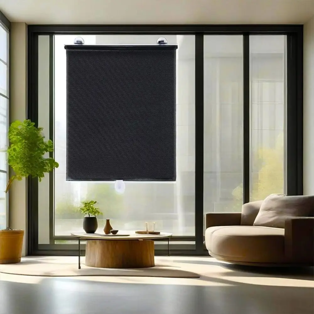 Curtains No Drill Roll Curtain Movable With Suction Cup Blackout Curtains Black Out Blinds Window
