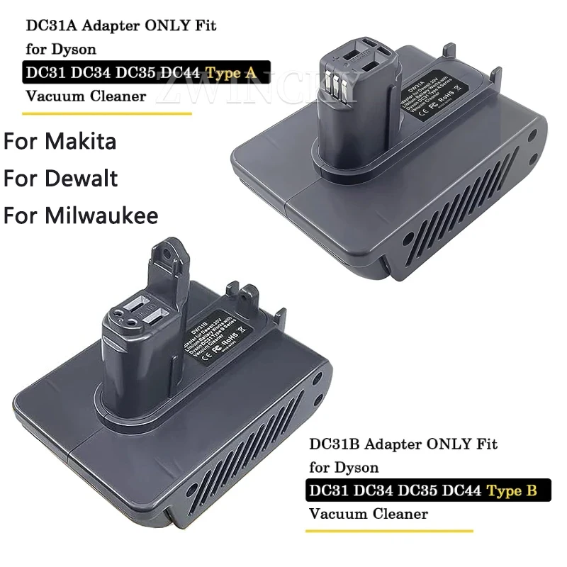 Battery Adapter for Makita/Dewalt/Milwaukee 18V Li-ion Battery For Dyson Type A / Type B DC31 DC35 DC44 Animal Vacuum Cleaner