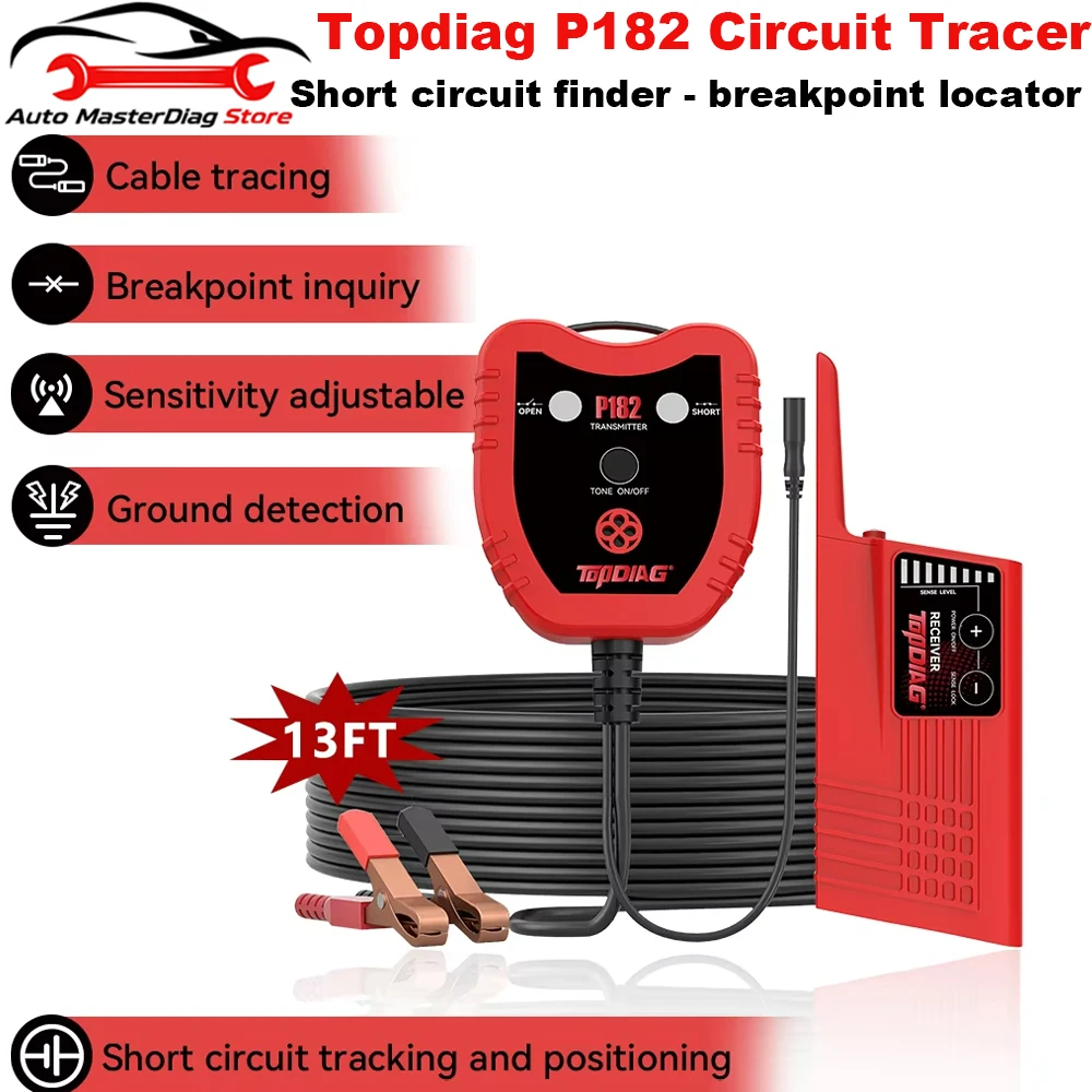 2026 Newest Topdiag P182 Wire Tracker Circuit Breaker Finders Electric Cable Search Locator Detector Line Finder Wire Tracker
