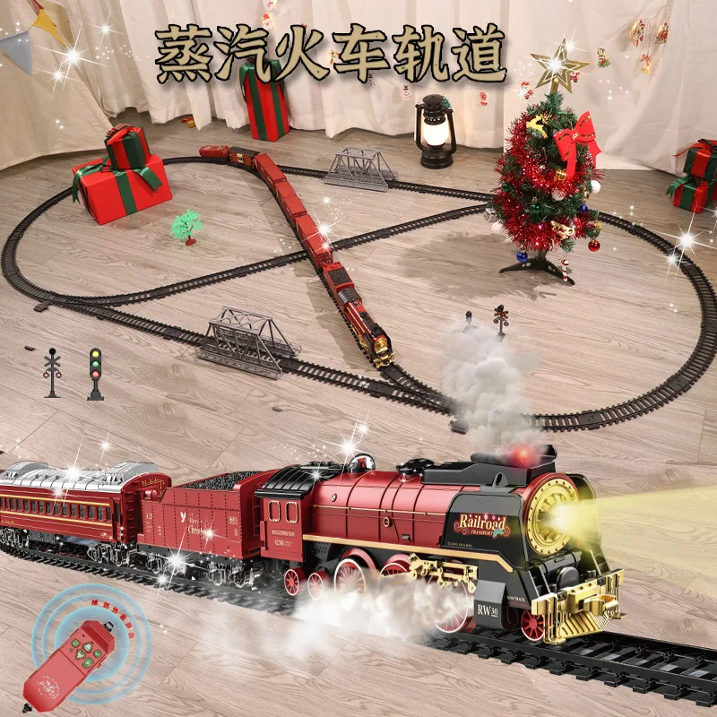 Remote Control Train Toy Electric Train Set Railway Tracks Set Christmas Electric Train Set