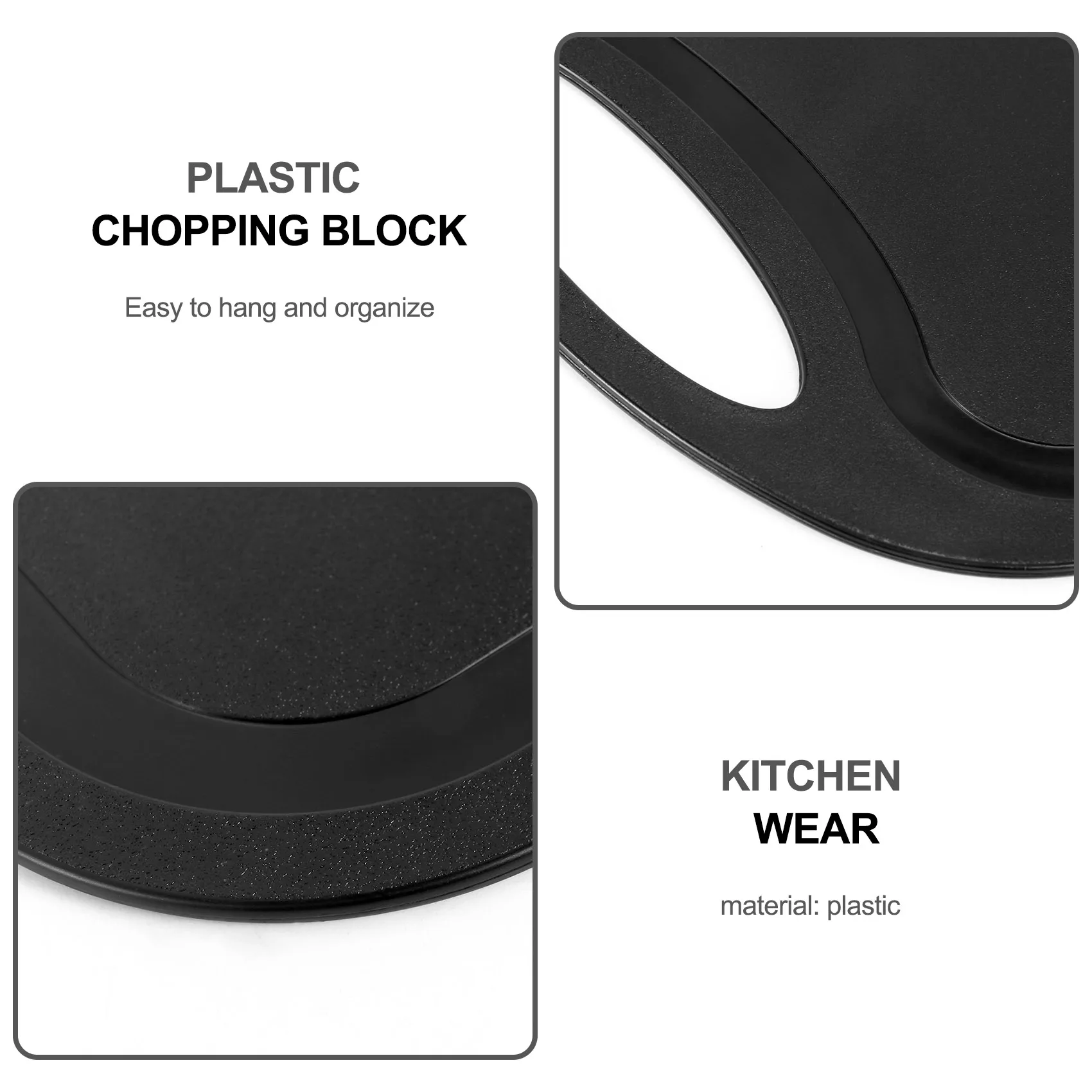 ABCDNew Plastic Chopping Block Meat Vegetable Cutting Board Non-Slip Anti Overflow With Hang Hole Chopping Board Black