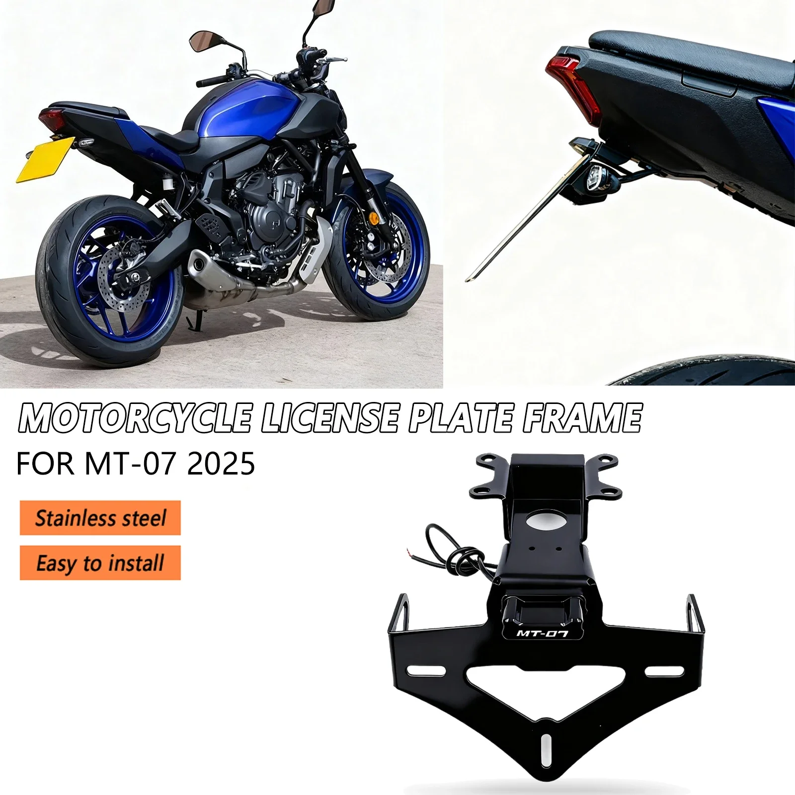 

For Yamaha MT07 2025 Number License Plate Holder Frame Rear Tail Tidy Fender Eliminator kit MT-07 MT 07 2025