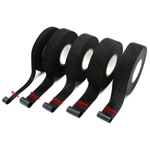 Imagen 2 del producto Cinta de tela para arnés de cableado de 15/25M, cinta aislante eléctrica autoadhesiva de tela de alta temperatura de 9-32mm para amortiguación de ruido de automóvil
