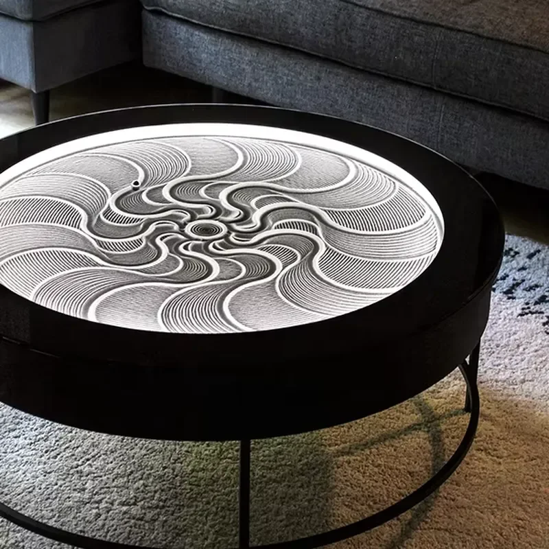 Creative Dynamic Sand Art Table Intelligent Rolling Ball Sculpture for Cafe Living Room Meditation Decor Modern Circular