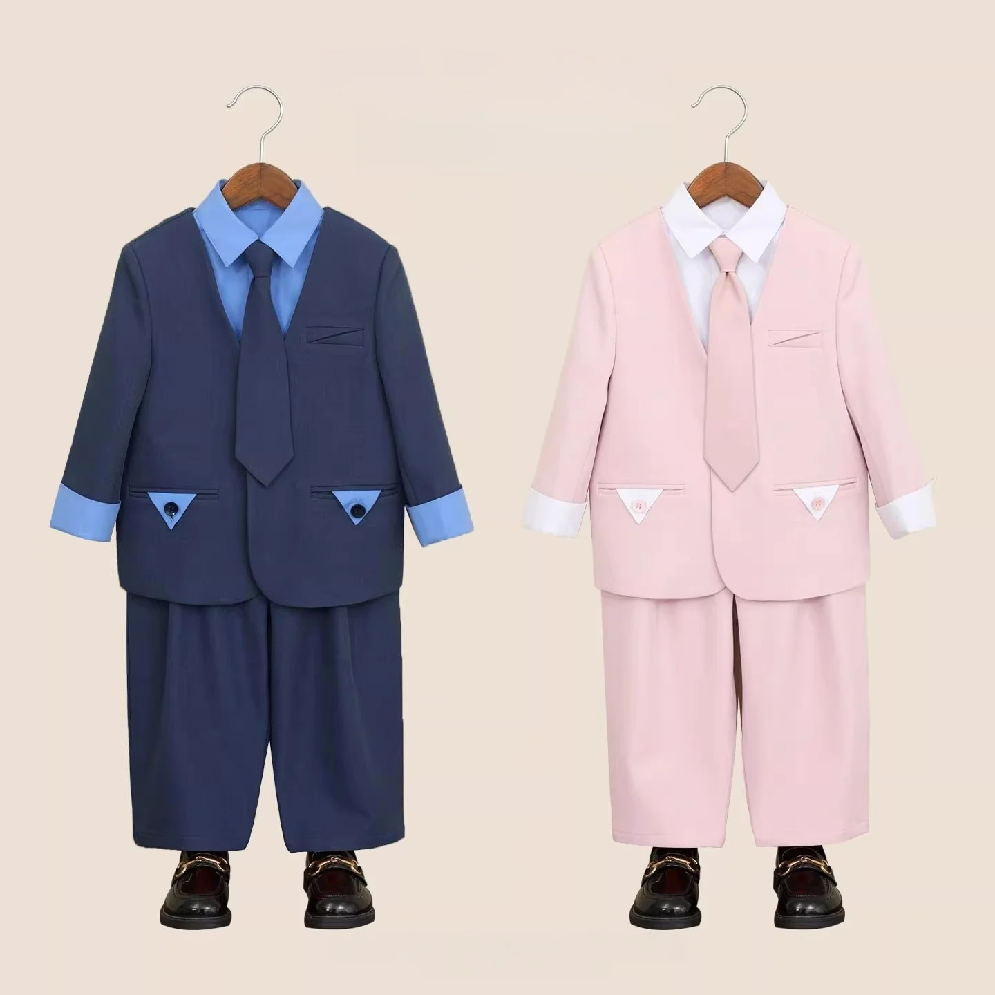 Children's Photography Suit Set Flower Boy Formal Wear Handsome Kids Spring Autumn Host Piano Performance Costume