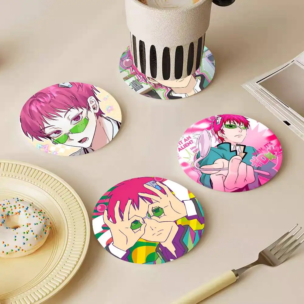 Anime Saiki K Wooden Coasters Heat-resistant And Non-slip Suitable For Restaurants And Cafes And Make Great Holiday Gifts