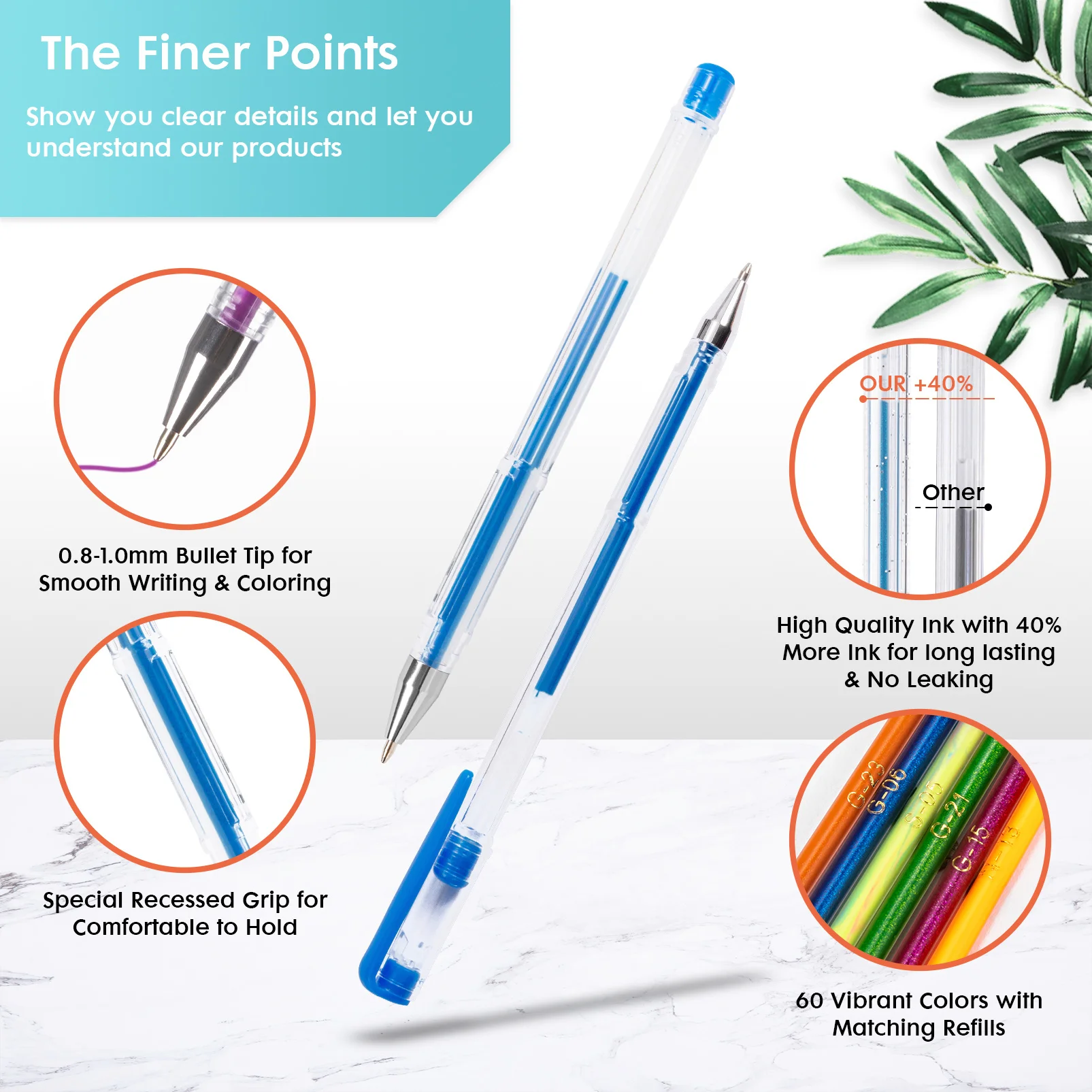 Colored Gel Pen Set 100 Colors For Drawing Painting Sketching 0.5 mm Glitter Color Ballpoint Pen School Office Supplies 040301