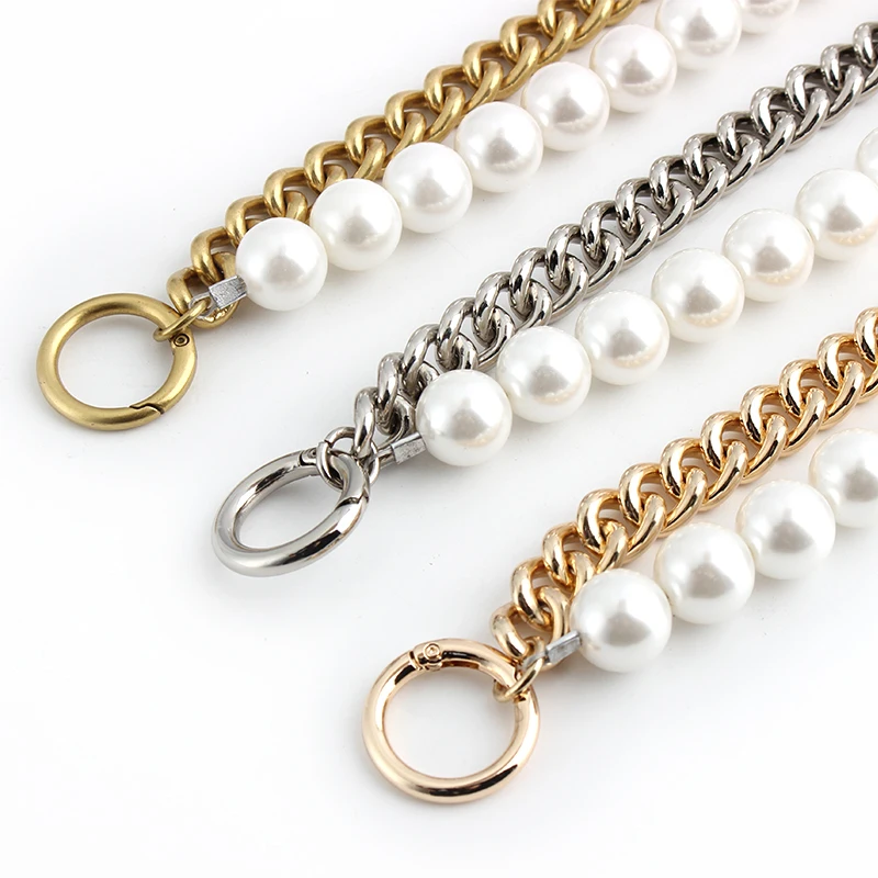 

47cm 16mm Wide Pearl Chain Light Weight Aluminum Women Fashion Purse Frame Chain Purse Bag Handles Strap 5 Colors Wholesale