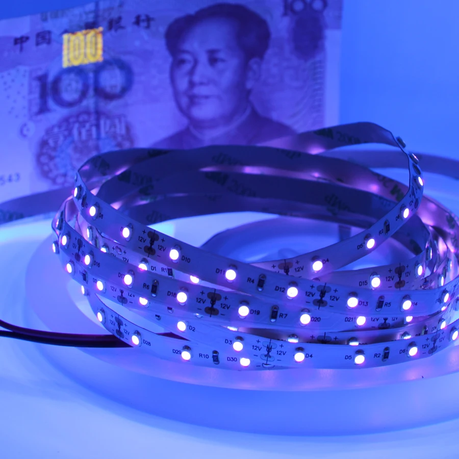 

12V UV Ultraviolet 395-405nm led strip black light 5050 2835 SMD 60led/m 120led/m Waterproof tape lamp for DJ Fluorescence party