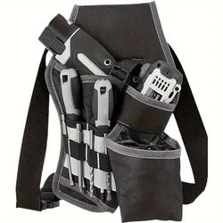 Single Side Tool Belt Pouch for Electrician Carpenters and Builders, Durable Canvas Construction, Black