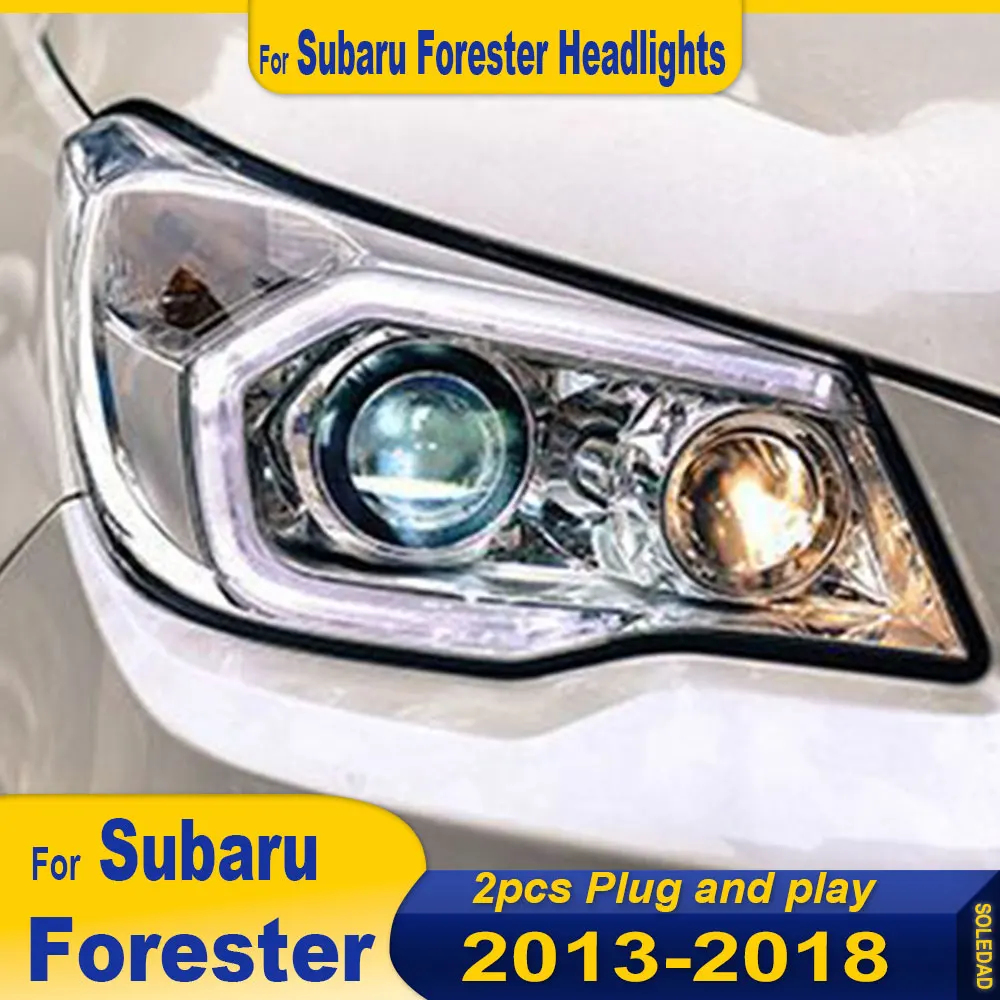 2pcs Head Lamp for Subaru Forester LED Headlight 2013-2018 Headlights Forester DRL Turn Signal High Beam Angel Eye Projector