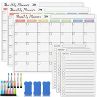 Calendario magnético de borrado en seco, planificador transparente para nevera, tablero planificador mensual reutilizable, pizarra blanca, organizador de cocina Ideal para el hogar