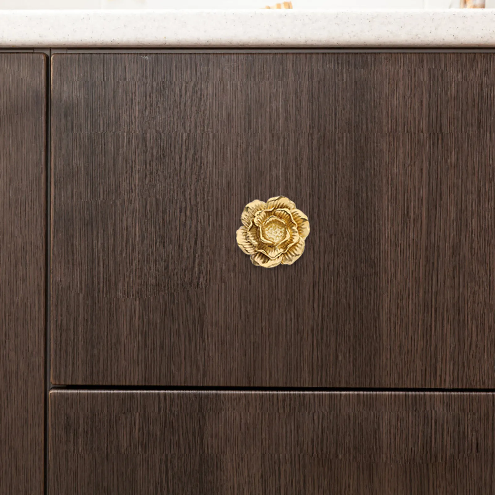 Brass Flower Cabinet Knob Decorative Drawer Door Pull Handle Smooth Vintage Style Cupboard Furniture Hardware