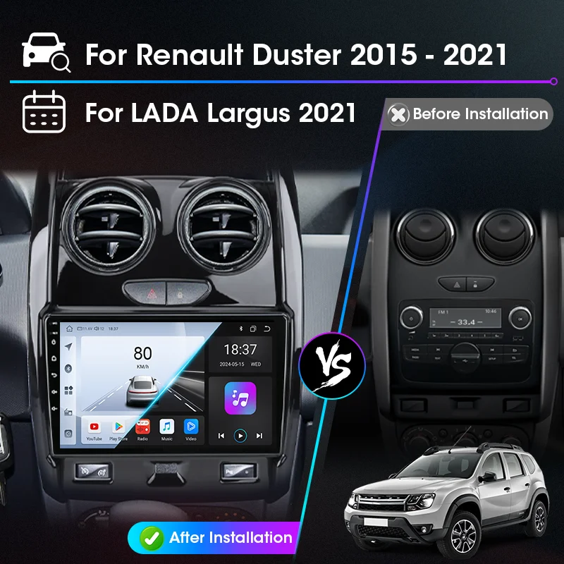 Car Intelligent Systems For Renault Duster 2015-2021 Carplay Android Auto For LADA Largus 2021 Radio Navigation Multimedia 4G BT