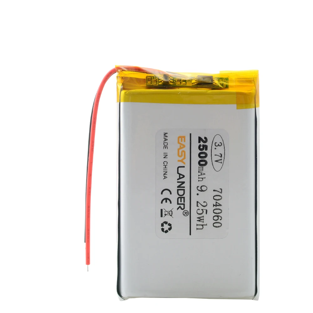 JST1.5mm 2pin 3.7V 2500mAh 704060 akumulator litowo-jonowy polimerowy do e-booków GPS kamera samochodowa