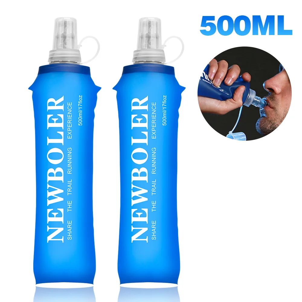 500ML Foldable Silicone Soft Flask Water Bottles Outdoors Sport Travelling Running Kettle Hydration Pack Bag  Water Bottles