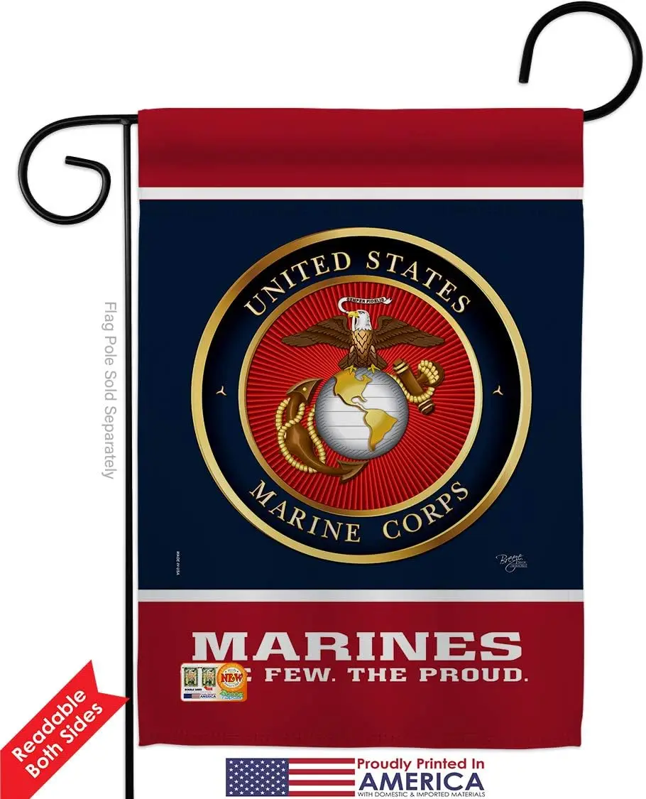 Marine Corps Proud Garden Flag Armed Forces USMC Semper Fi United State American Military Veteran Retire Official Small Decorati