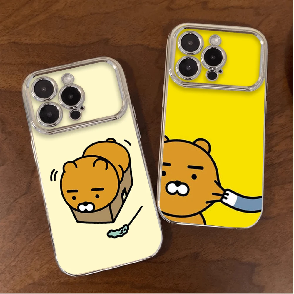 Cartoon K-Kakao F-Friends Luxury Electroplated Large Window Cute Phone Case Suitable For iPhone 16 15 14 13 12 11 Pro Max