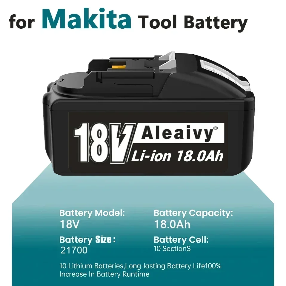 

For Makita 18V 21700 A+ Cell Battery 18Ah Rechargeable Battery Compatible BL1830 BL150B BL1860B Battery Hammer Drill Power Tools