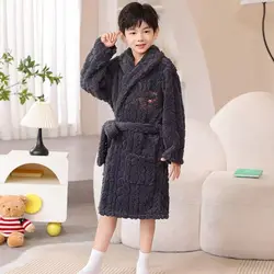 ULKNN Kids Winter Sleepwear Robe Children's Bathrobe For Girls 2023 Flannel Warm Pajamas For Boys 2-14 Years Autumn