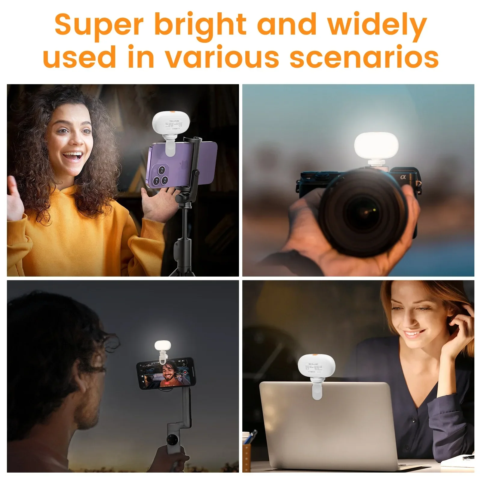 Small LED Fill Light for Cell Phone Mini Camera Soft Light for Video Conference Photography and Selfie 600mAh Portable Light