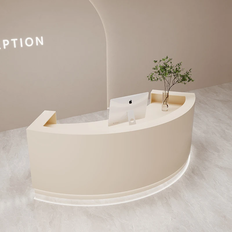 X-S Decor Luxury Front Desk Reception Counter Checkout U Shape Reception Desks White  HG Furniture HG