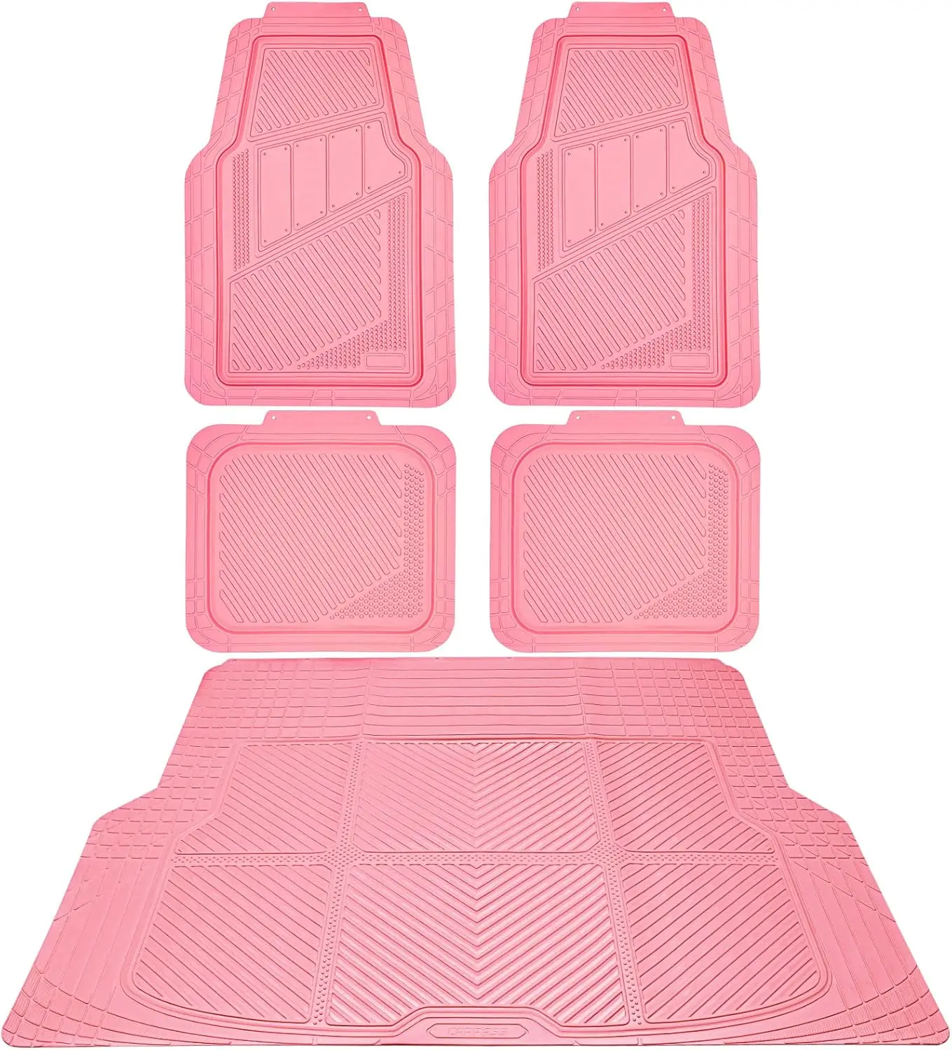 

Pink Heavy Duty Rubber Floor Mats Full Set with Trunk Liner - Universal Waterproof All Weather Car SUV Truck Mats for Women