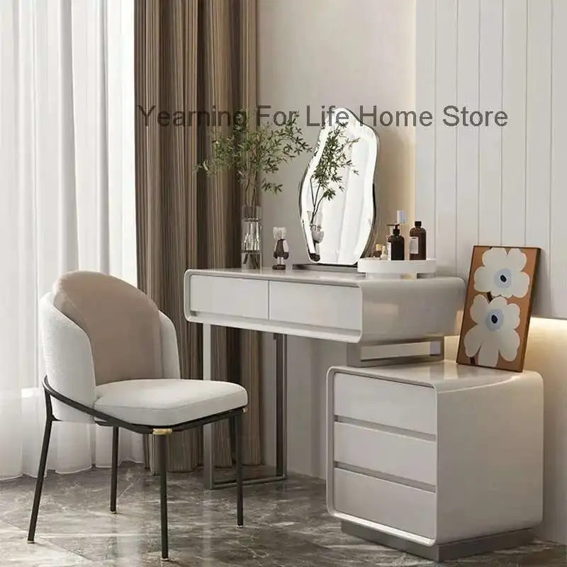 

Simple Bedroom Furniture Mordern Dresser Table and Acrylic Chair Combination for Home Minimalist Dressing Makeup Dresser Vanity