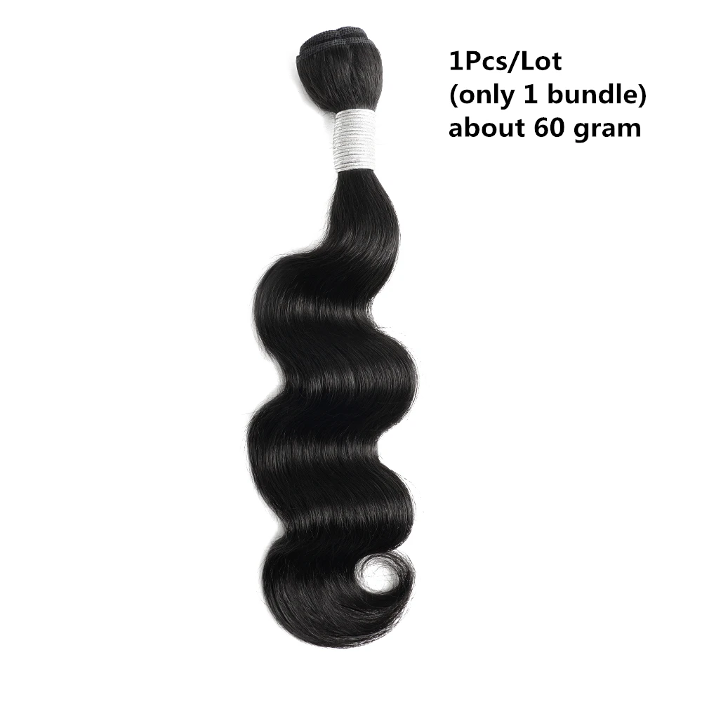 KissHair Body Wave Human Hair Bundles 12 to 22 Inch Remy Indian Hair Extensions 60g/Bundle Natural Black Color Double Weft Hair