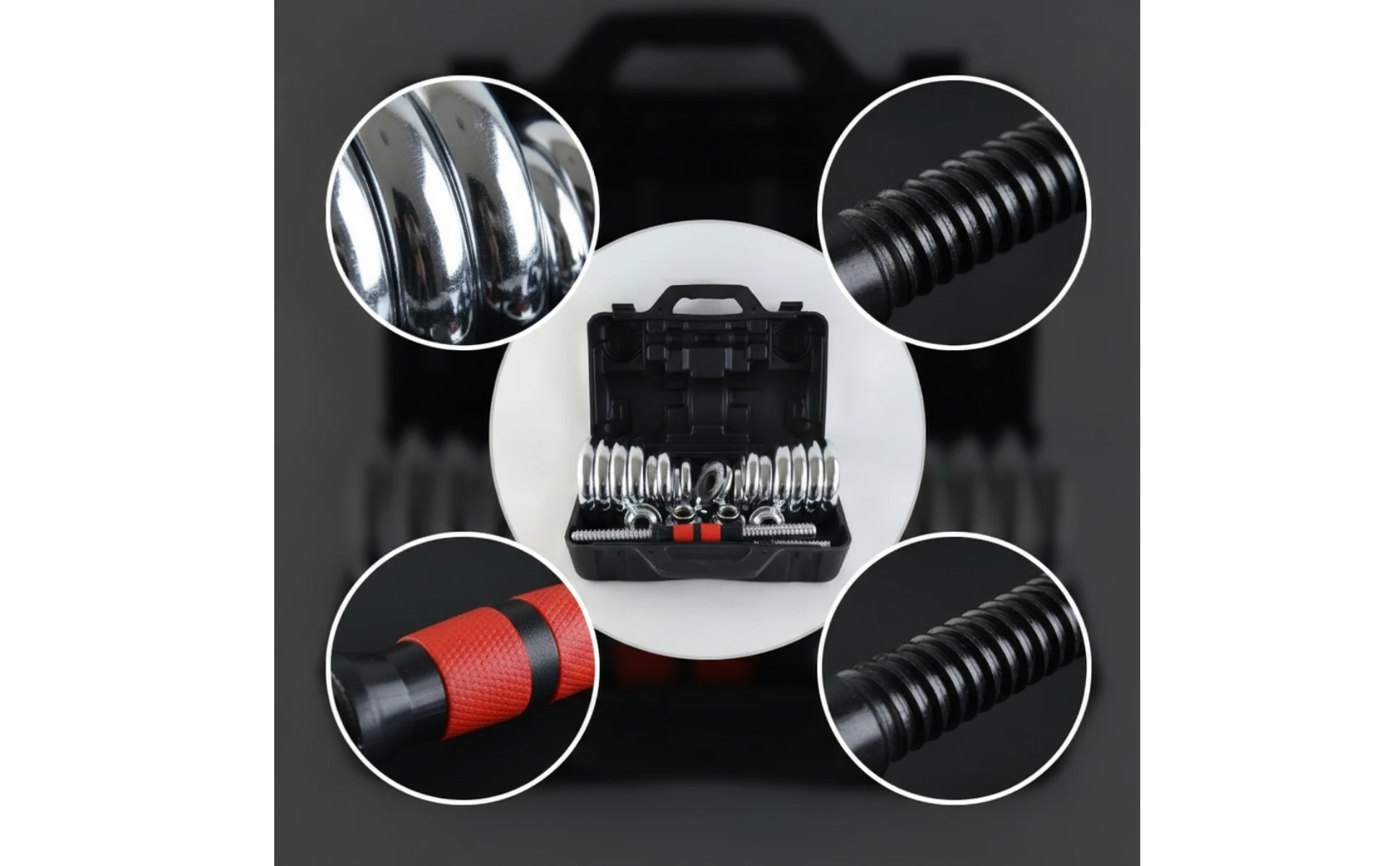 Dumbbell Set with Storage Case Chrome-Plated Dumbbell Set with Case Weights Compact Exercise Equipment Long-Lasting for Adults