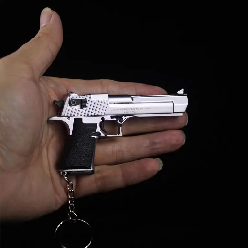 1:3 Desert Eagle Pistol Alloy Mini Gun Model Keychain Gold-plated Bag Pendant Detachable Toy Gun For Adult Kids Gift