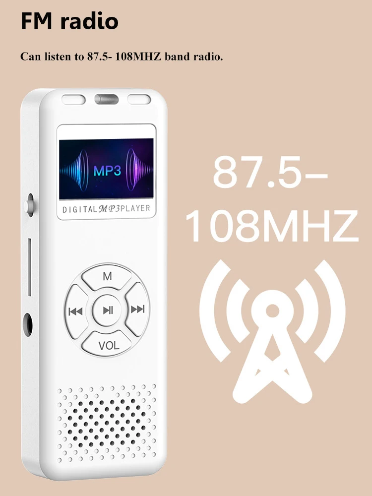 مشغل MP3 صغير للجيب محمول Hifi Sound Walkman مكبر صوت مدمج بحد أقصى 64 جيجابايت TF بطاقة مشغل موسيقى دعم تسجيل FM الكتاب الاليكتروني