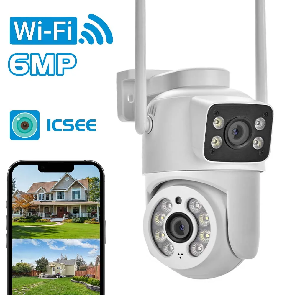 BELIA 6MP 4K PTZ Wifi Camera with Dual Lens Dual Screens AI Human Detection Wireless Outdoor CCTV Security IP Camera ICSEE App