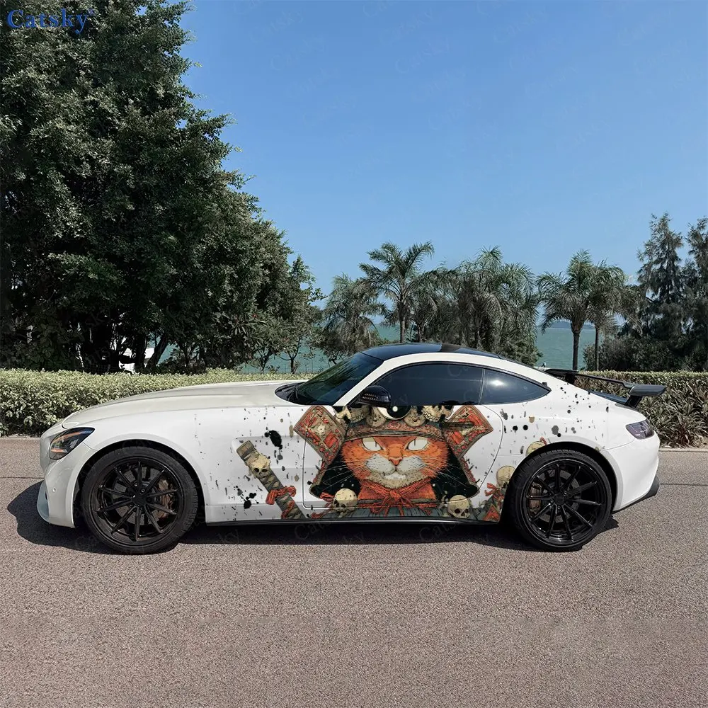 

2pcs Yin-Yang Cat Soul, Durable, Fade-resistant, Enhance Vehicle Aesthetics With Bold Artistic Design Car Vinyl Wraps