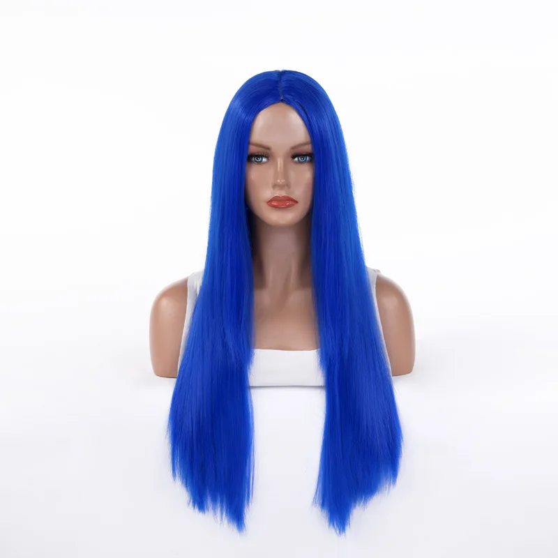 Lange gerade Cosplay-Perücke mit Mittelteil, Frau, Anime, Ombre, Hallowmas, Lolita, synthetische Perücke, rosa, rot, hitzebeständiges Haar – Detail 24