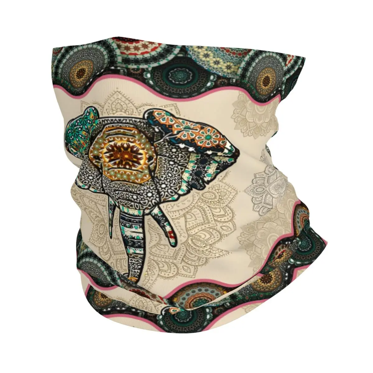 Elephant Vintage Mandala Tapestry Neck Gaiter Face Scarf Cover Neck Gaiter Men Women Bandana Scarf Thin Summer