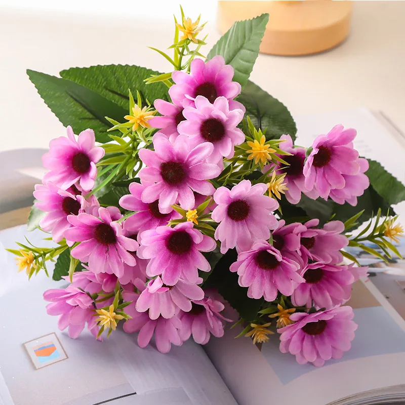 5 Fork 15Head Artificial Daisy Gerbera Flower Chamomile Flower Wedding Home Decoration Arrangement Party Decoration