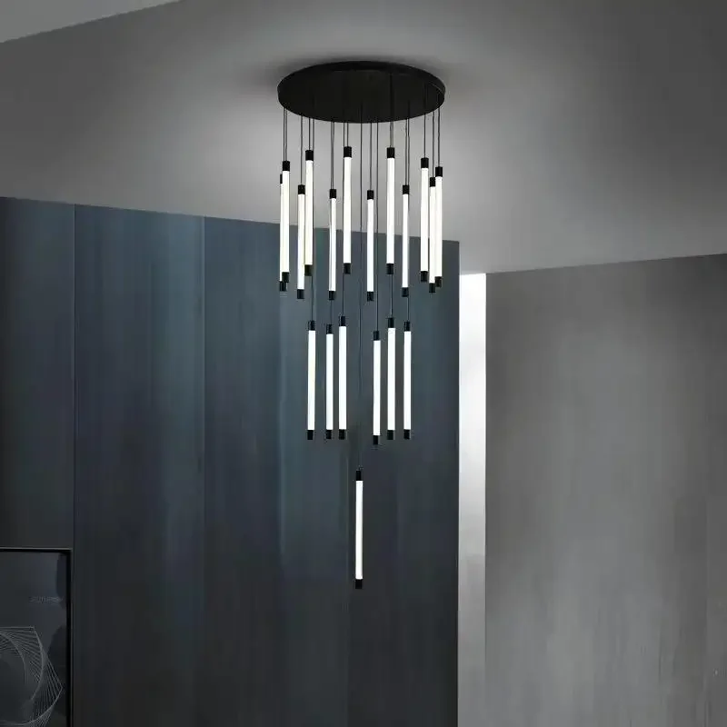 

Modern Led Chandelier Pendant Lights Height-Adjustable Suspension Flush Mount Ceiling Lamp Dimmable Resin Hanging Light Fixture