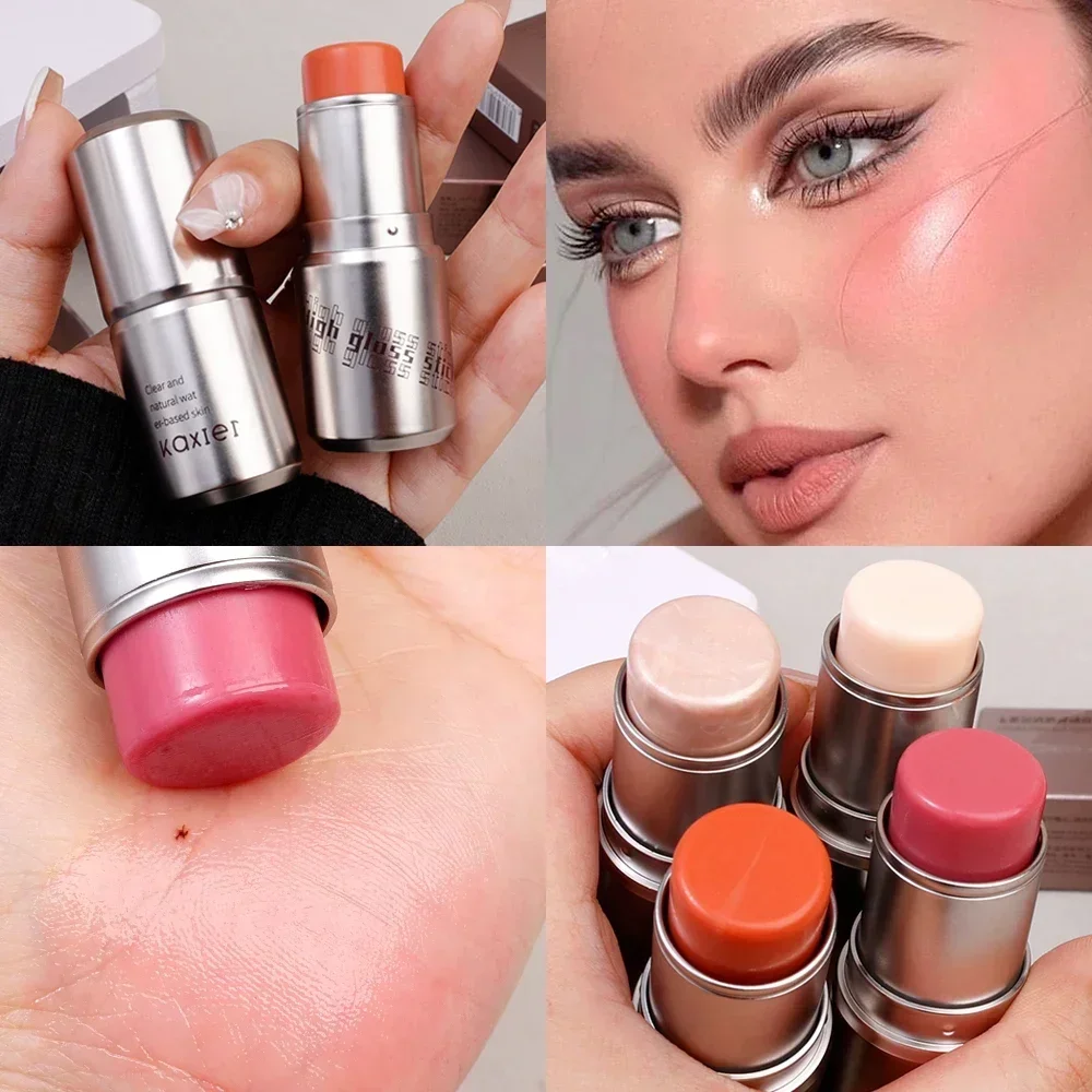 Waterproof Brighten Face Highlighter Blush Stick Makeup Glitter Corrector Contour Illuminator Shimmer Rouge Stick Cream Cosmetic