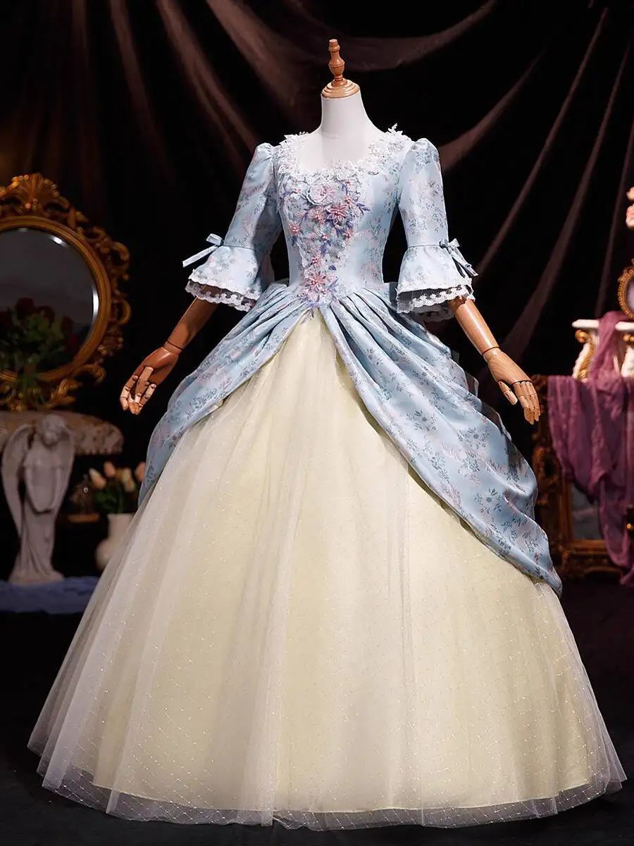 Middle Ages Court Dress Noble Perform Evening Party Ball Festooned Vehicle Tea Party Princess Dress Carnival Halloween Cosplay