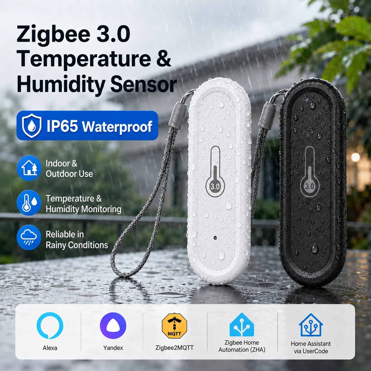 Zigbee 3.0 Smart Temperature & Humidity Sensor Indoor Thermometer Hygrometer Monitor Works with Home Assistant Z2MQTT Yandex ZHA