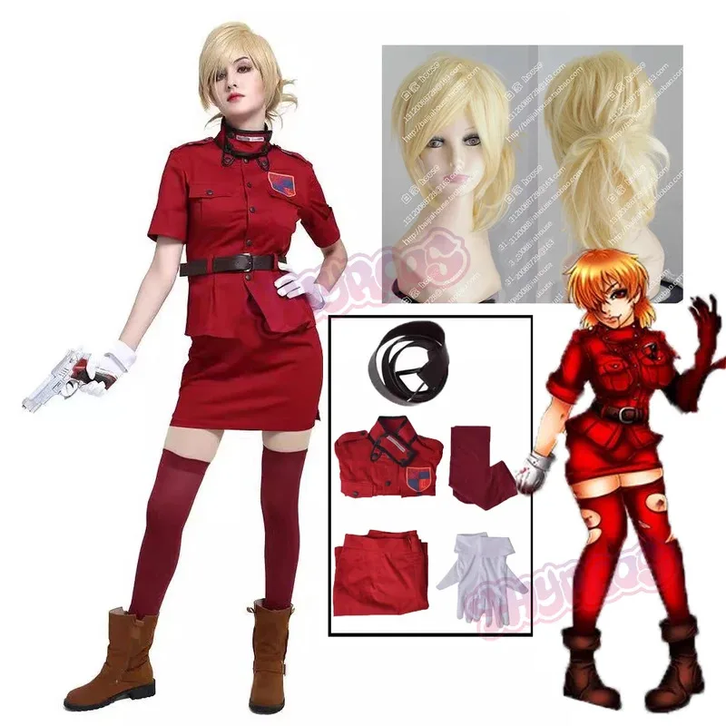 Аниме Hellsing Herushingu Seras Victoria Косплей Костюм Парик Вампир Красная Полицейская Униформа Юбка Парик Женщина Мужчины Сексуальный Карнавальный Костюм Аниме Hellsing Herushingu Seras Victoria Косплей Костюм Парик Вампир Красная Полицейская Униформа Юбка Парик Женщина Мужчины Сексуальный Карнавальный Костюм