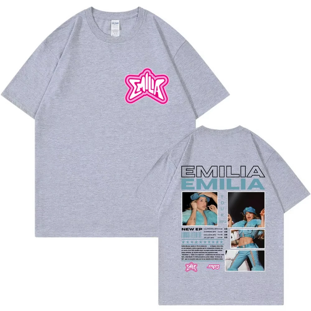 الرجال النساء Harajuku عالية الجودة قصيرة الأكمام القطن المتضخم الهيب هوب تي شيرت Y2k الشارع الشهير إميليا Mernes MP3 موضة تي شيرت #3