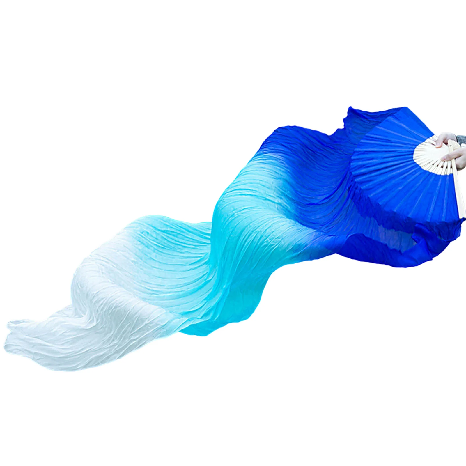 Dance Performance Long Silk Hand Fan Veil Belly Dancing Long Folding Fans for Casual Elegant and Fashionable Occasion THJ99