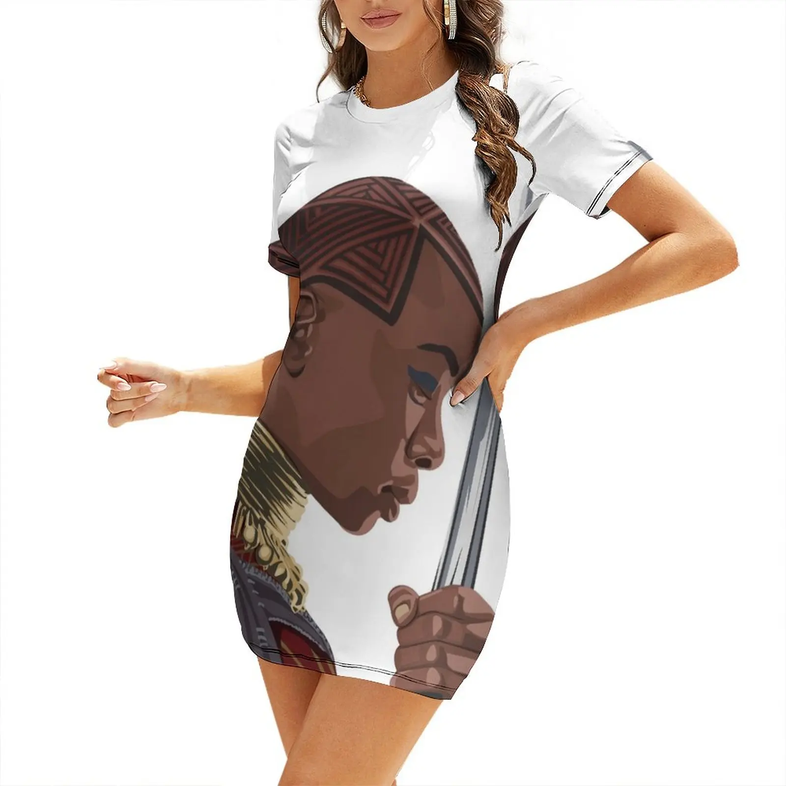 

Okoye Short-Sleeved Dress women dresses bandage dress wedding dresses for woman women's clothing korea stylish