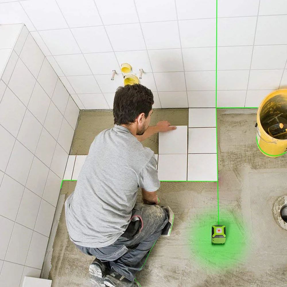 Huepar FL360G For Tile,360-Degree Horizontal Line 130 Degree,5 Line Green Beam Cross Line Flooring Laser Level