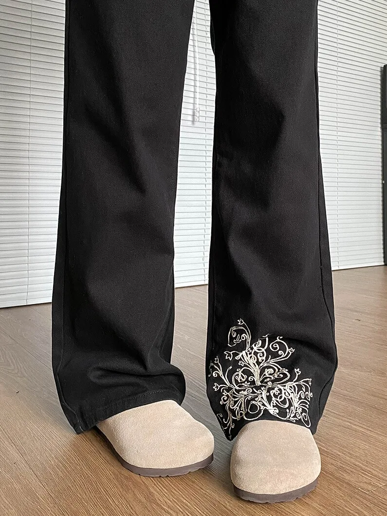 

Джинсы с манжетами Bla с вышивкой, мужские джинсы American High Street Cleanfit ape, свободные прямые повседневные брюки, длинные джинсы со средней талией